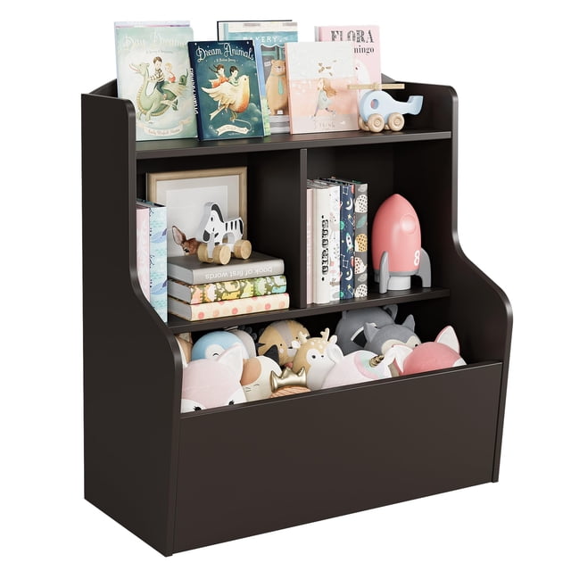 Yeshouse organizador de juguetes y estantería infantil de 76 cm, 3 niveles, librería de madera con amplio estante superior, ideal para dormitorios, salas de juegos o guarderías