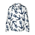 thumbnail image 3 of Uemuo Navy Blue Anchor Pattern Women's Full Zip UPF 50+ Sun Protection Hoodie Jacket Long Sleeve Sun Shirt Hiking Outdoor Performance with Pockets-X-Large, 3 of 9
