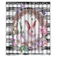 thumbnail image 1 of ABPHQTO Happy Easter Willow Bunny Apple Tree Eggs Plumas Mariposas Cortina de ducha de poliéster impermeable y ganchos 150x180 cm, 1 of 1