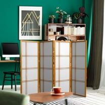 4 ft. Tall Japanese Design Double Cross Lattice Screen - Honey - 4 Panels
