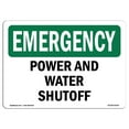 thumbnail image 1 of SignMission OS-EM-A-1824-L-10345 18 x 24 in. OSHA Emergency Sign - Power & Water Shutoff, 1 of 1