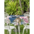 thumbnail image 2 of Spring Easter Bunny Outdoor Tablecloth - 54 Inch Round Dining Table Cover, Pink Plaid Tulip Botanical Eggs Waterproof Outdoor Table Cloth with Umbrella Hole & Zipper for Picnic/Patio/Party, 2 of 7