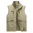 thumbnail image 4 of Stamzod Mens Vests Outerwear with Pocket Solid Color Stand Collar Sleeveless Black Vest Outdoor Casual Workout Jackets for Men Khaki XXXL, 4 of 7