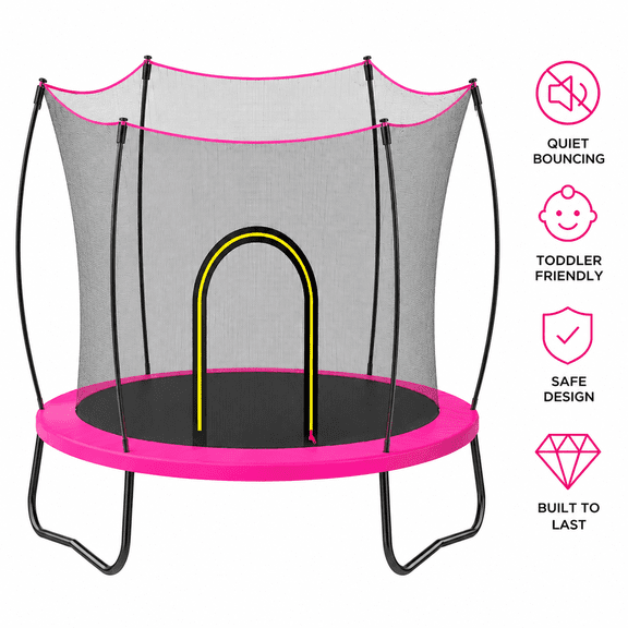 CZBZ 55" Kids Trampoline with Safety Enclosure Net, 4.5FT Springless Indoor & Outdoor Mini Toddler Trampoline, Heavy-Duty Round Small Anti-Rust Baby Trampoline, Gifts for Boys, Girls, No-Gap Design