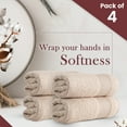 thumbnail image 2 of HALLEY Turkish Hand Towels Set - 4 Pack Bathroom Set, Ultra Soft, Machine Washable, Highly Absorbent, 100% Cotton - Luxury Spa Quality - Cream, 2 of 11