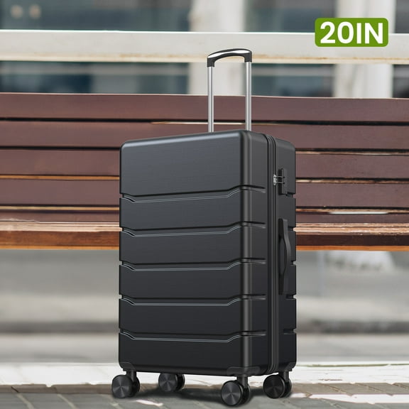 JOINSUN Hardside Expandable Luggage ABS Lightweight Rolling Checked Suitcase with Spinner Wheels TSA Lock, Black, 20 inch