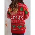thumbnail image 4 of Suéter navideño feo y divertido para mujer, suéter de punto con copos de nieve, medias y árboles para las fiestas, 4 of 5