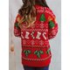 thumbnail image 4 of Suéter navideño feo y divertido para mujer, suéter de punto con copos de nieve, medias y árboles para las fiestas, 4 of 5
