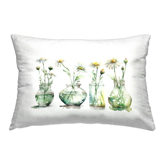 Stupell Industries Glass Vases Daisies Decorative Printed Throw Pillow Design by Svetlana Aleynikova.