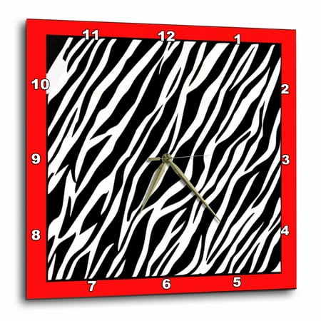 - 3dRose Zebra Fur Like Texture On Red, Wall Clock, 15 by 15-inch