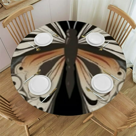 

SHERONV Butterfly Flowers Round Table Cover Stain Resistant Washable Indoor Outdoor Tablecloth for Kitchen Dining Wedding Parties 100% Polyester with Elastic Edge Waterproof Fabric 42 -46