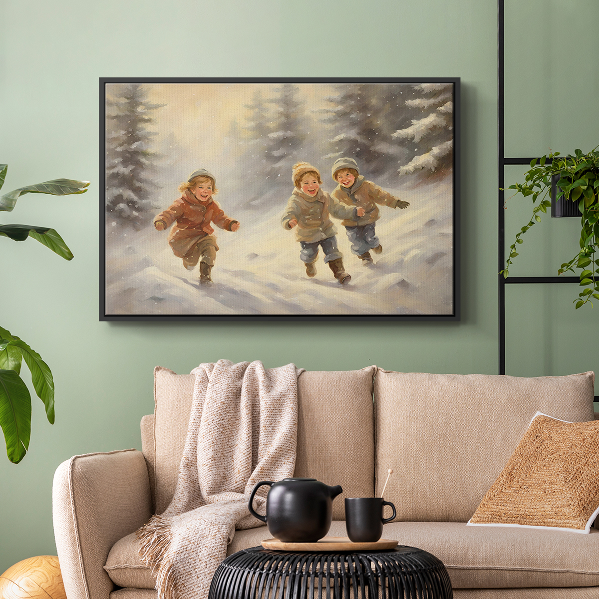 Vintage Landscape-CLXXVII By Wexford Home Framed in Black Wood Gallery Wrapped Canvas 25 in. x 37 in.