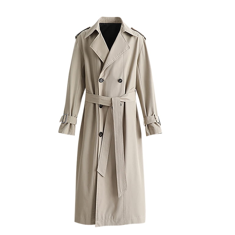 ジャケット・アウター OVERSIZED DOUBLE BREASTED COAT ohmzyzo Men's Double Breasted Trench Coat Oversized Casual