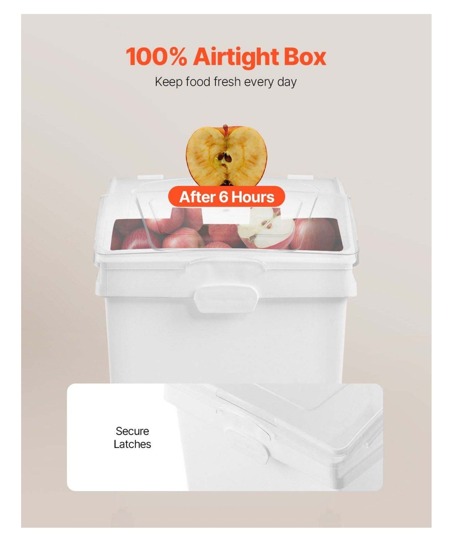 Ingredient Bins 10.5 Gallon - 3 Pack Food Storage Containers on Wheels, PP Airtight Flour Bins with Scoop & Sliding Lid, White Commercial Storage