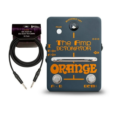 Orange Amplifiers Detonator Buffered ABY Switcher Guitar Pedal Bundle with FPA-CTS10 0.25-Inch to 0.25-Inch TS Guitar Cable (10-Feet) (2 Items)