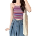 thumbnail image 1 of Camiseta sin mangas de punto para mujer, camiseta sin mangas con tirantes finos a rayas de Color, camiseta elegante a rayas para verano, 1 of 8
