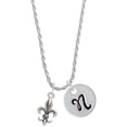 thumbnail image 1 of Delight Jewelry Medium Antiqued Fleur di Lis Silvertone Script Initial Disc - N - Charm Necklace, 20"+3", 1 of 4