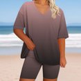 thumbnail image 2 of DDAPJ pyju Women 2 Piece Outfits Summer Casual Sweatsuits Gradient Printed T-Shirts and Biker Shorts Workout Jogger Sets Ofertas del día Pink XL, 2 of 6