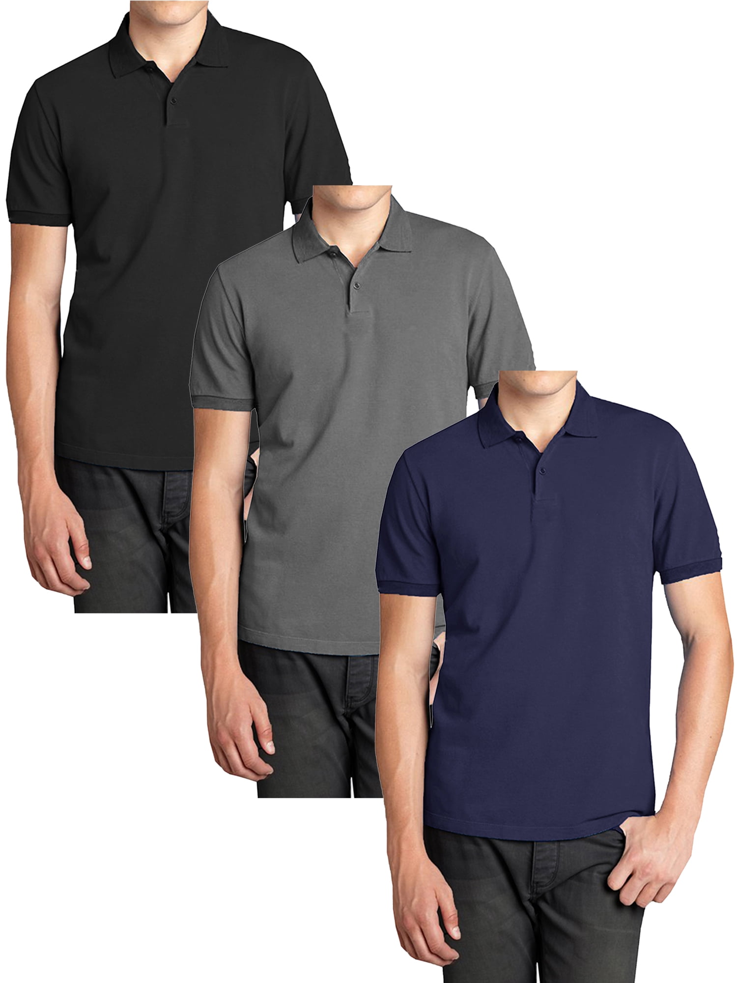 3Pack Men's Short Sleeve Pique Polo Shirts (S5XL)