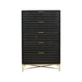 thumbnail image 2 of Benjara Rexi 48 Inch 5 Drawer Tall Dresser Chest, Honeycomb Panels, Black, Gold, 2 of 7