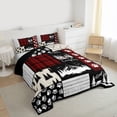 thumbnail image 3 of Feelyou Jungle Camping Explorer Twin Comforter Sets, Red Patchwork Bedding Set, 2 Pieces, 3 of 8