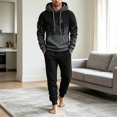 thumbnail image 2 of PNTUTB Fall Winter Men's Tracksuit Inkjet Print Hoodie and Drawstring Pants with Pockets Casual Comfort Fashion Trendy Two Piece Set, 2 of 7