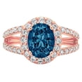 thumbnail image 7 of Solitaire with Accents Engagement Ring for Women - 2.6ct Natural London Blue Topaz in 14K Rose Gold Promise Ring, 7 of 7