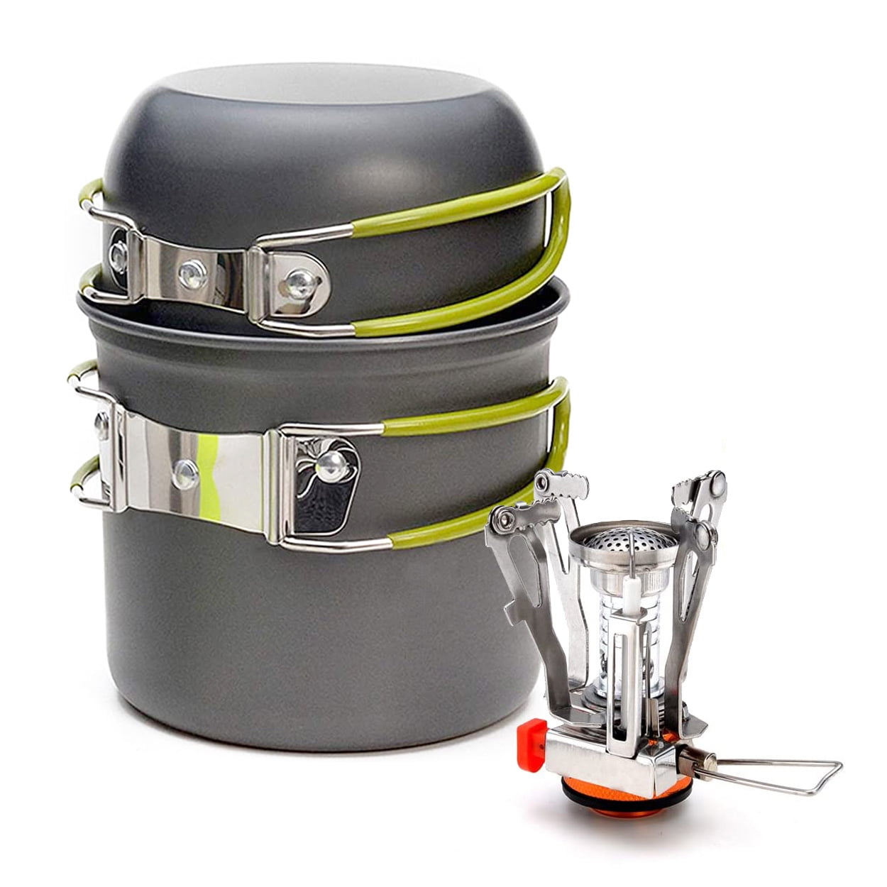 Lightweight Non-stick Camping Cookware Pot Set with Camping Stove for