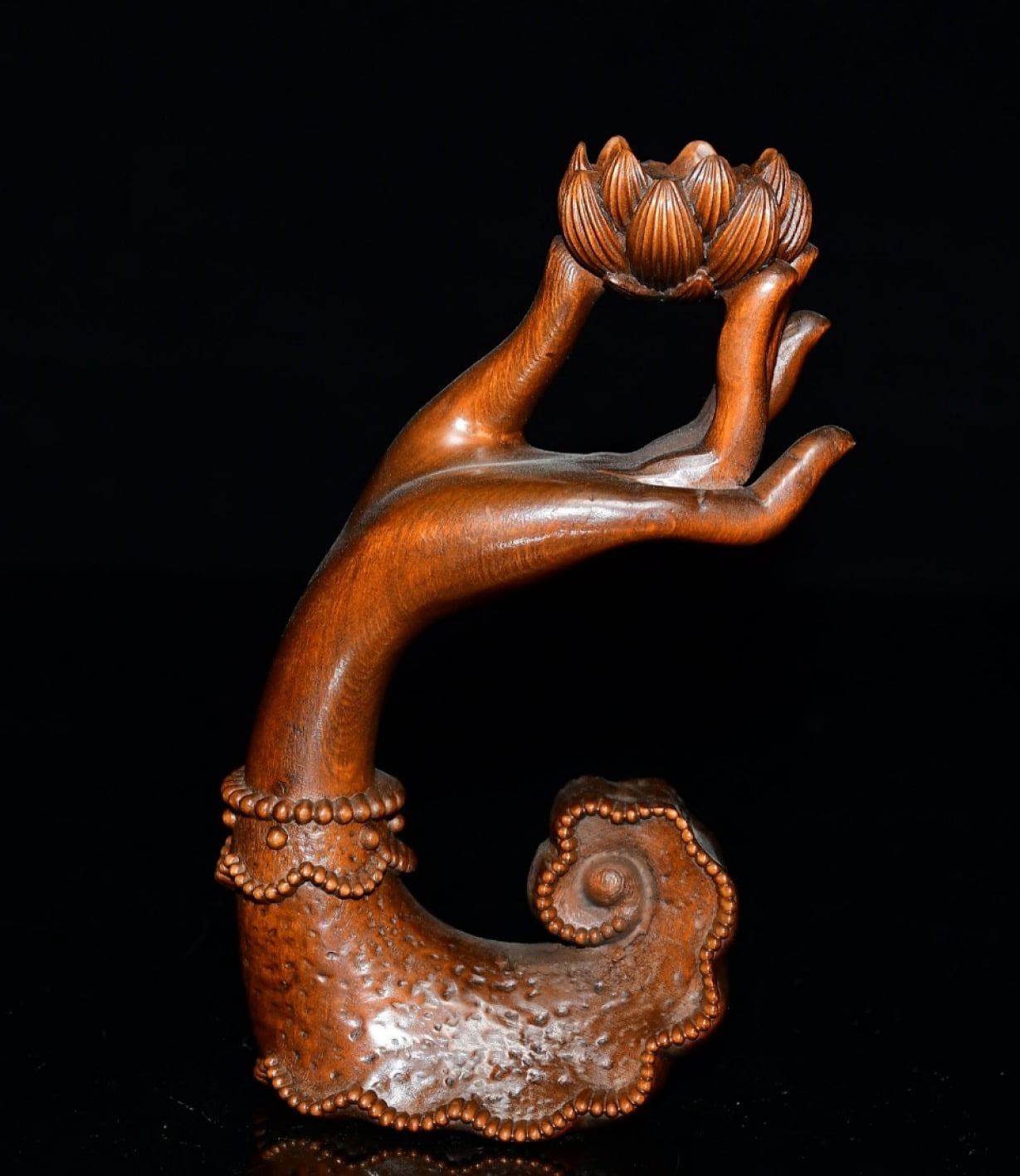 Home Decor Living Room Carved Wooden Buddha Incense Holder Lotus Buddhist Purity Serenity Blessing Enlightenment Holiness Calm