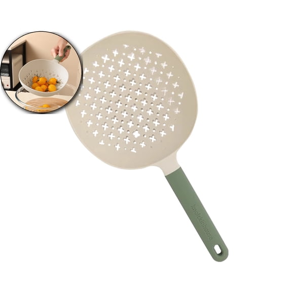 Long Handle Plastic Colander, Multipurpose Noodle Drainer Spoon, Colorful Vegetable Mesh Strainer for Kitchen Use