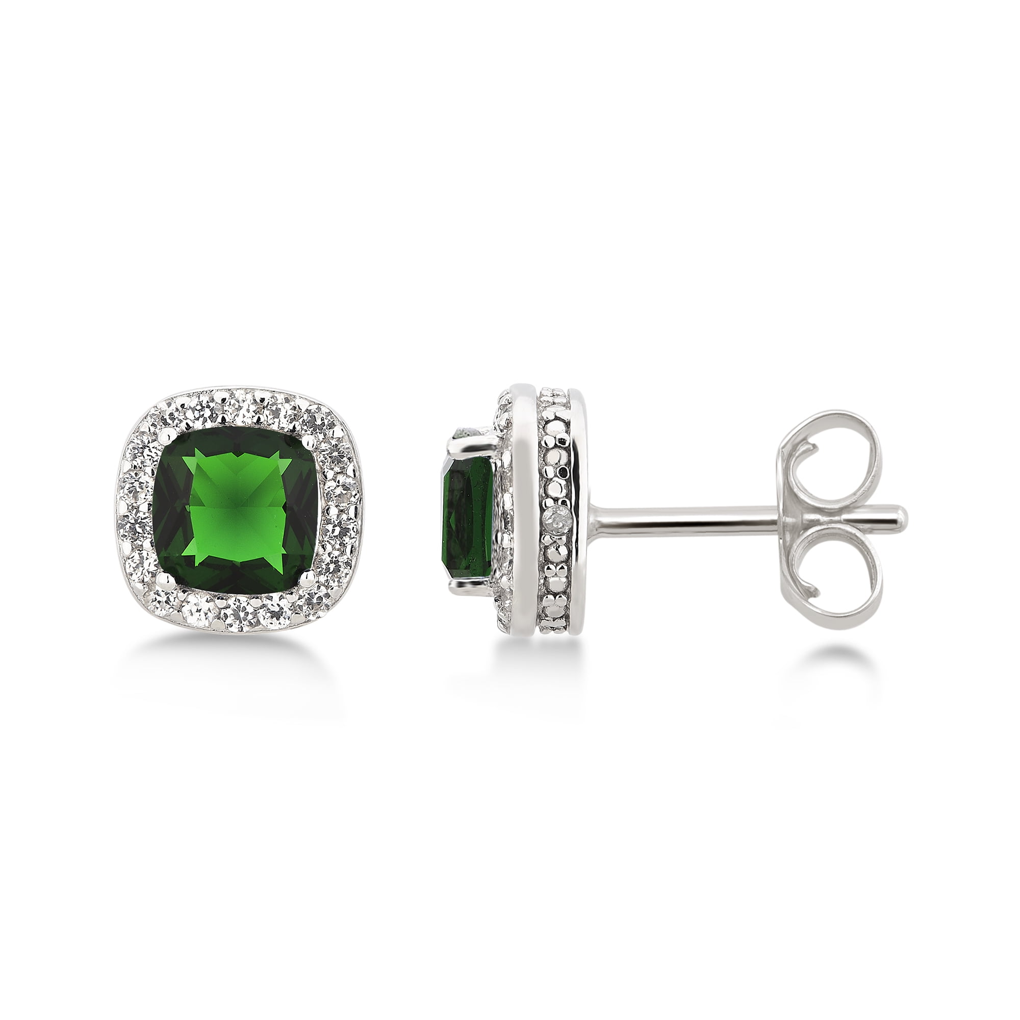 Arista Diamond Accent, Green Emerald & White Sapphire Women's Ring, Earring & Pendant Set in Sterling Silver, 18"