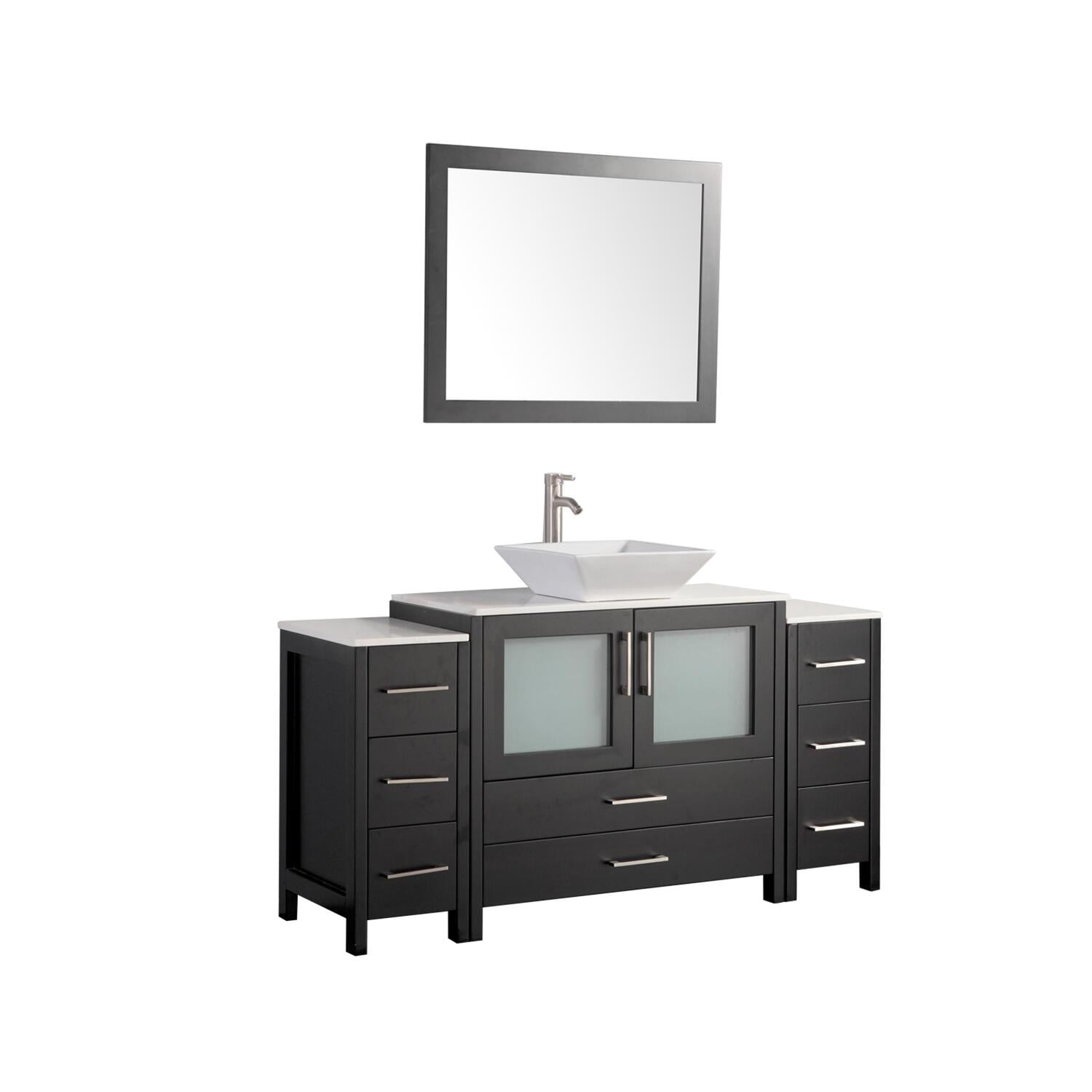 Vanity Art 60 inch single sink bathroom vanity set with ceramic vanity