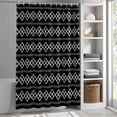 thumbnail image 5 of Black Checkered Shower Curtain, Abstract White Geometric Argyle Stripe Modern Waterproof Shower Curtain Set with 12 Hooks Lightweight Bath Curtains Fabric Bathroom Decor 36x72 Inches, 5 of 9
