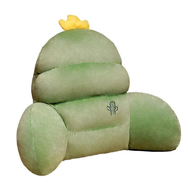 Cojín de respaldo Cojín de silla con reposabrazos Cojín de cintura para la comodidad de la cama Respaldo de felpa Verde