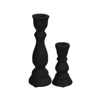 Ceramic Candle Holders Set of 2,Candle Holders Desktop Decoration for Home Decor, Wedding(Black)