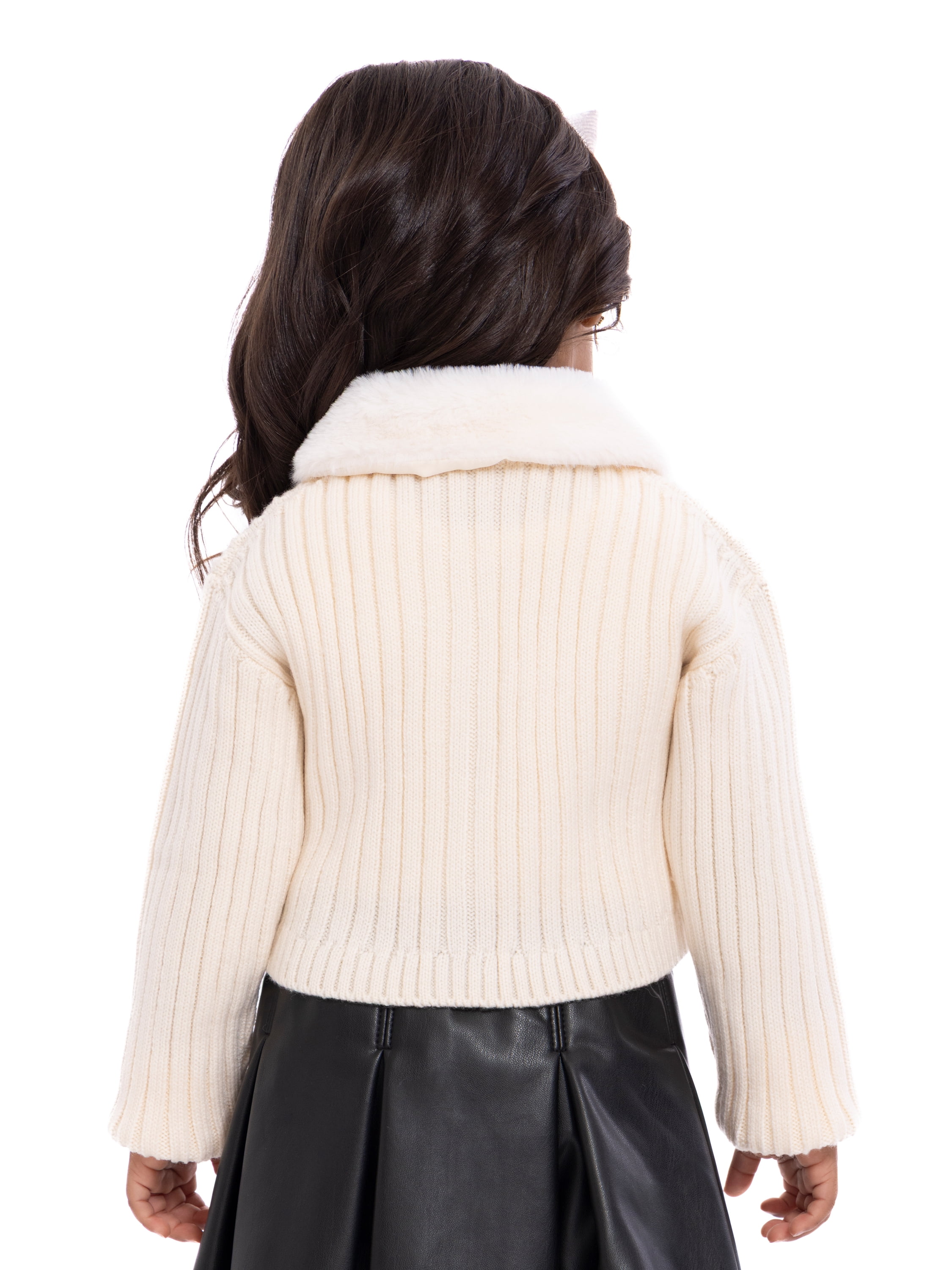 Wonder Nation Toddler Girls Cardigan Sweater with Faux Fur Collar, Lightweight, Sizes 12M-5T