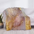 thumbnail image 6 of Horizontal Flannel Blanket Is Light Warm Soft Anti-Pilling Anti-Wrinkle Anti-Allergy And No Hair Loss For Bed And Sofa Camping Travel Lightpink White Gold Marble, 6 of 8