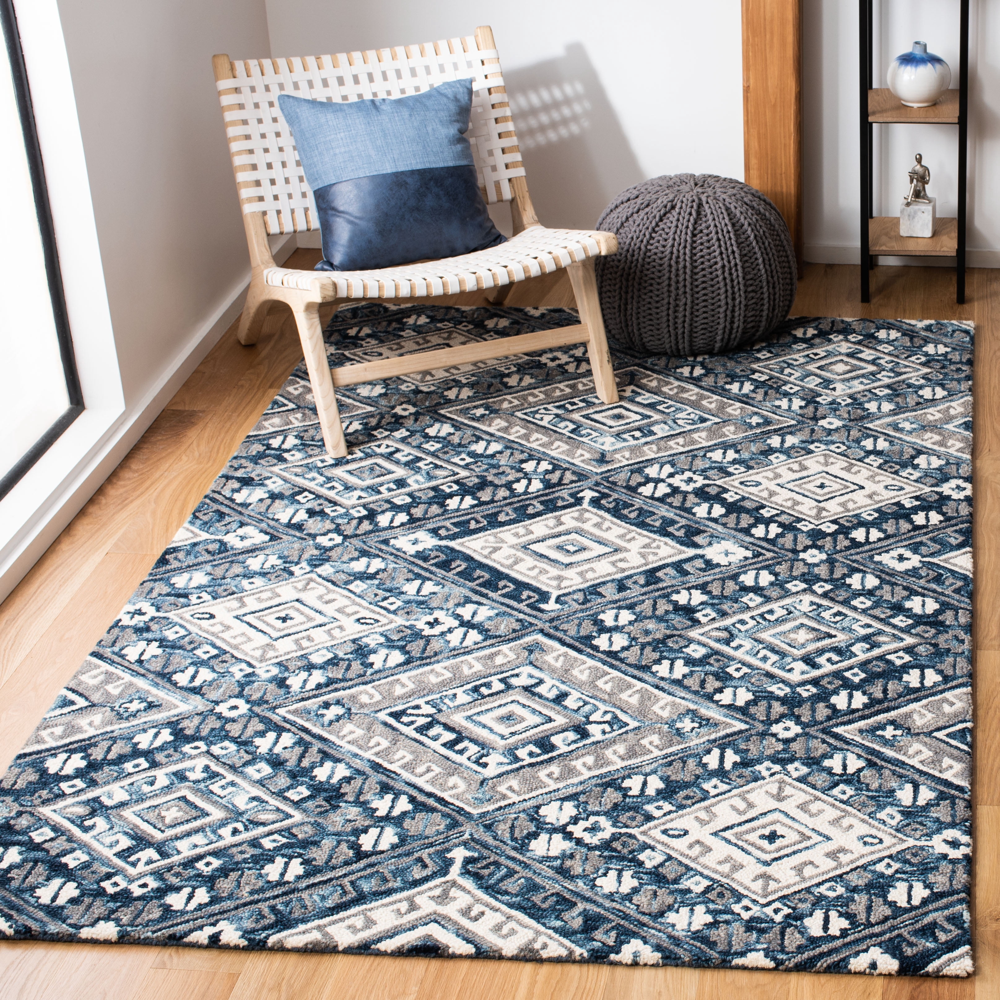 SAFAVIEH Aspen Christopher Geometric Wool Area Rug, Grey/Ivory, 8' x 10'