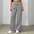 thumbnail image 5 of ClodeEU Women Elastic Drawstring High Waist Wide Leg Sweatpants,Casual Loose Pants with Pockets Gray,Women's Plus S, 5 of 6
