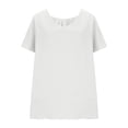 thumbnail image 6 of jobturf Womens Tops Trendy Loose Cotton Linen V Neck T Shirts Summer Comfy Basic Tees Holiday Beach Vacation Short Sleeve Blouses S-XXL, 6 of 9