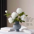 thumbnail image 2 of Jarrón de cerámica con peonías de caramelo blanco, adorno decorativo for sala de estar, mesa de comedor china, flores artificiales, 2 of 4