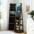 thumbnail image 6 of Aukfa 360° Swivel Jewelry Armoire,LED Jewelry Organizer Stand with Full Length Mirror,Brown, 6 of 8
