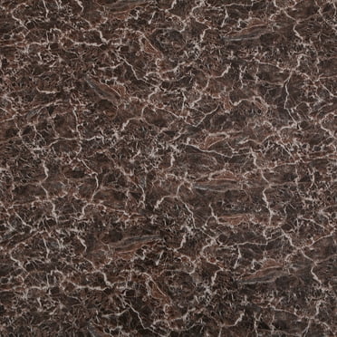 Dundee Deco Peel and Stick Self Adhesive Wallpaper - Distressed Marble Brown, Black Patina Marble Veins, 18 ft x 18 in