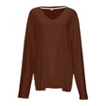 thumbnail image 4 of DHFJKG Women's V Neck Long Sleeve T Shirt Casual Workout Yoga Top Solid Color Loose Fit Basic Tee Spring Fall Versatile Tops, 4 of 5