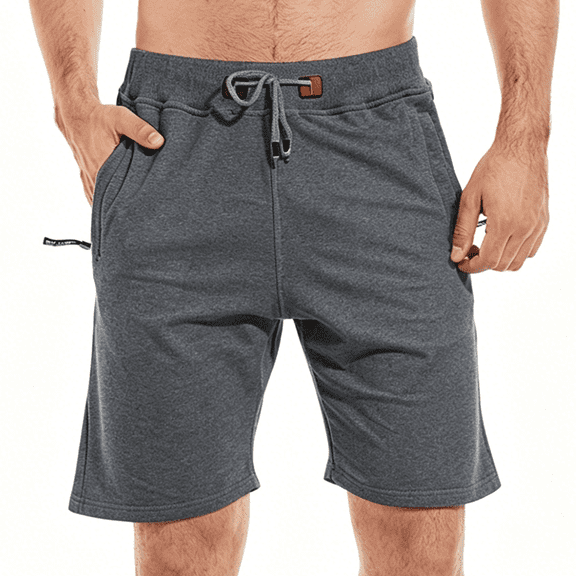 Taigaofy Mens Shorts Casual Drawstring Zipper Pockets Elastic Waist Workout Shorts for Men Darkgray 38