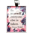 thumbnail image 2 of Jewelry Pendant with Quote: Silver with Floral Print, 30 x 44 mm, 2 of 2