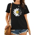 thumbnail image 3 of Xuanfei Women Butterflies Daisy Graphic Print Round Neck Short Sleeve T-Shirt, 3 of 7