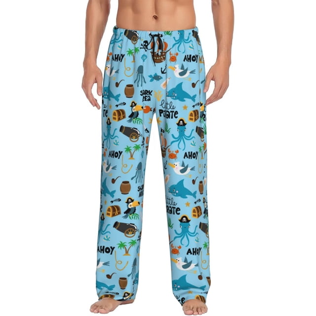 Fotbe Animal Pirate Pantalones de Pijama para Hombre, Pantalones de Dormir, Pantalones de Casa con Cintura Ajustable y Bolsillos-Small