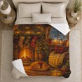 thumbnail image 5 of Rustic Winter Hearth Christmas Cat Sleeping By Fireplace, Festive Pet Portrait Pattern, Warm Flannel Blanket for Living Room and Bedroom, Cat Lovers Christmas Gift, Pet Lover Home Decor, 5 of 9