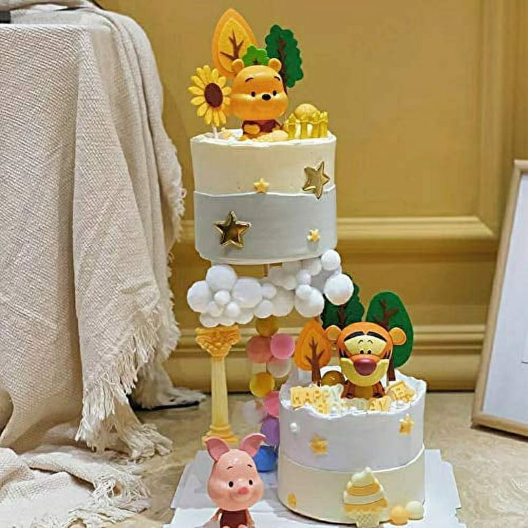 6 Styles Pooh Bear Cake Topper Figurines,Pooh Piglet Party Supplies  Birthday Cartoon Figure Toys Decoration(BJ-WEINI)